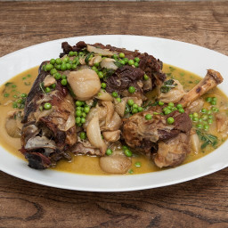 Braised Lamb with Peas, Crème Fraiche and Mint Recipe