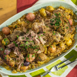 Braised Pork Butt with Cabbage, Sausage and Mustard