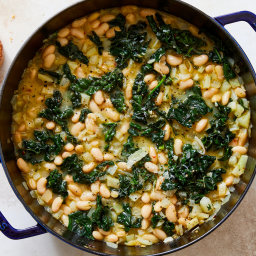 Braised White Beans and Greens With Parmesan