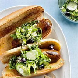 Brats with Cucumber-Blueberry Slaw