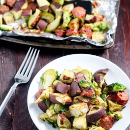 Bratwurst and Brussel Sprout Sheet Pan Dinner
