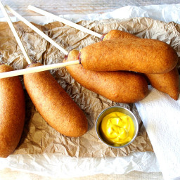 Bratwurst on a Stick with Fried Cornmeal Beer Batter