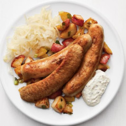 Bratwurst with Sauerkraut and Apple-Potato Hash
