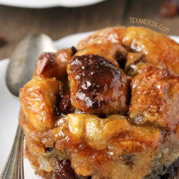 Bread Pudding for Two with Bourbon Sauce (gluten-free, dairy-free, whole gr
