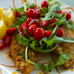 Breaded Chicken Cutlets With Tomatoes and Arugula Recipe