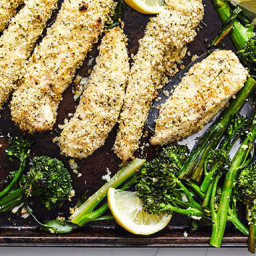 Breaded Chicken Tenders with Lemon and Broccolini