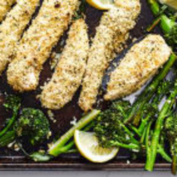 Breaded Chicken Tenders with Lemon and Broccolini
