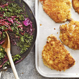 Breaded Pork with Cabbage and Kale