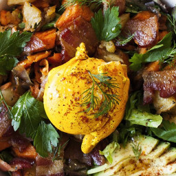 Breakfast Bowl with Sweet Potatoes and Turmeric Egg