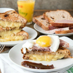 Breakfast Grilled Cheese Sandwich with Ham, Egg & Apple Butter