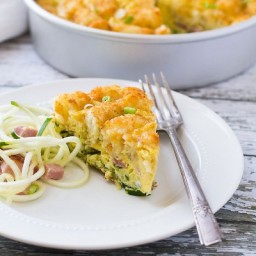 Breakfast Pie with Tots, Ham and Zucchini Noodles
