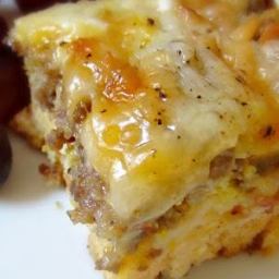 Breakfast Sausage, Egg and Biscuits Casserole