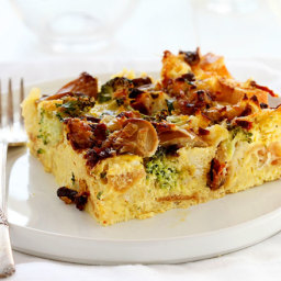Breakfast Strata (Cheese, Broccoli,and Mushroom Eggbake)