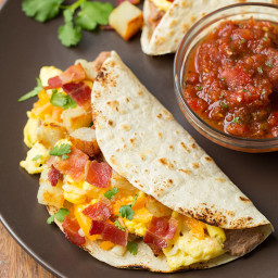 Breakfast Tacos with Fire Roasted Tomato Salsa