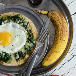 Breakfast Tostada {With Spinach + Hummus}