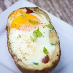 Breakfast Egg Stuffed Potato Skins, Baked