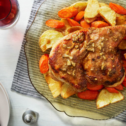 Brick-Style Chickenwith Roasted Vegetables and Italian Dressing