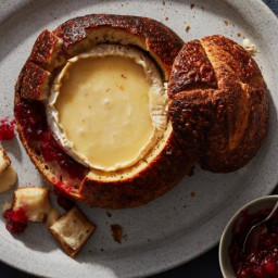 Brie-and-Cranberry Stuffed Bread Bowl