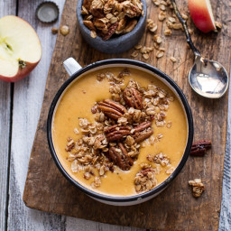 Brie + Cheddar Apple Beer Soup with Cinnamon Pecan Oat Crumble