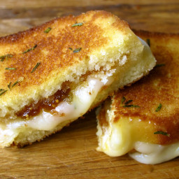 Brie, Fig Jam, and Poundcake Grilled Cheese With Rosemary Butter
