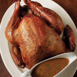 Brined and Barbecued Turkey with Pan Gravy   