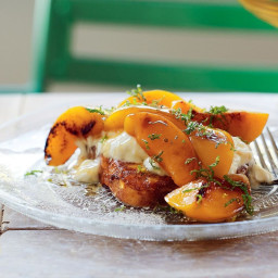 Brioche french toast with caramelised peaches