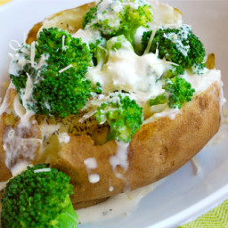 Broccoli and Alfredo Stuffed Baked Potato
