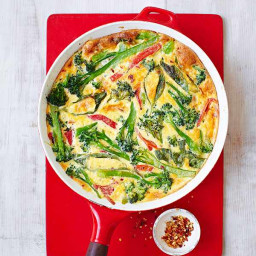 Broccoli and roasted red pepper frittata