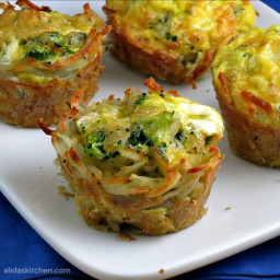 Broccoli, Cheddar and Egg Hashbrowns Cups