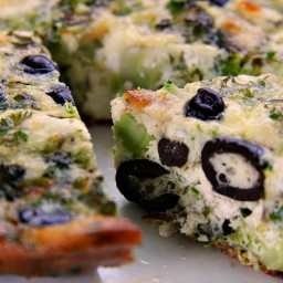 Broccoli, Goats Cheese and Olive Frittata
