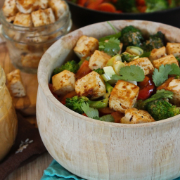 Broccoli Pepper Stir Fry with Ginger Peanut Sauce