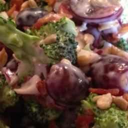 Broccoli Salad with Red Grapes, Bacon, and Sunflower Seeds Recipe