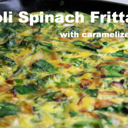 Broccoli Spinach Frittata with Caramelized Onions