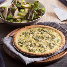 Broccolini & Goat Cheese Quiche with Red Leaf Lettuce & Pear Salad