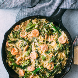 Broccolini, Chicken Sausage, and Orzo Skillet