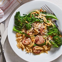 Broccolini, Chicken Sausage and Orzo Skillet