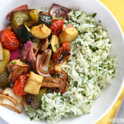 Broiled Balsamic Vegetables with Lemon Parsley Rice