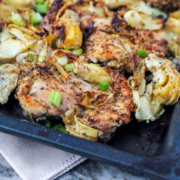 Broiled Chicken Thighs with Artichokes and Garlic