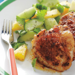 Broiled Chicken Thighs with Pineapple-Cucumber Salad