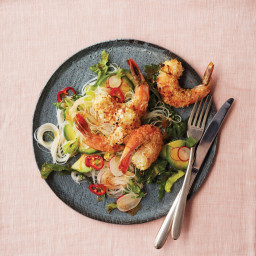 Broiled Coconut-and-Lime-Crusted Shrimp With Rice-Noodle Salad
