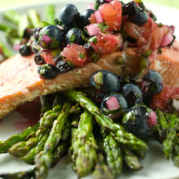 Broiled or Grilled Wild Salmon with Blueberry-Cilantro Salsa