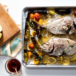 Broiled Whole Porgy With Blistered Shishito and Tomato Recipe