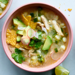 Brothy Chicken Soup With Hominy and Poblano