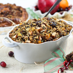 Brown and Wild Rice Turkey Stuffing with Chestnuts and Dried Fruits