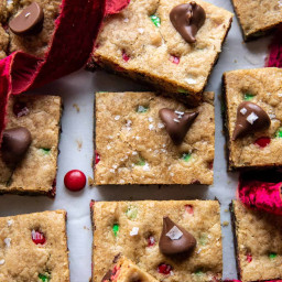 Brown Butter Christmas M and M Cookie Bars