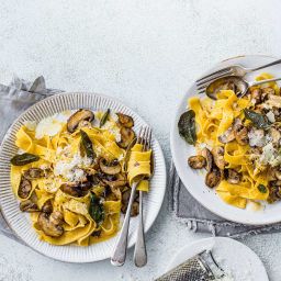 Brown butter mushroom and sage pappardelle 