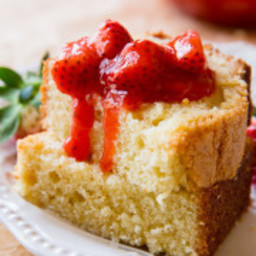 Brown Butter Pound Cake with Strawberry Compote