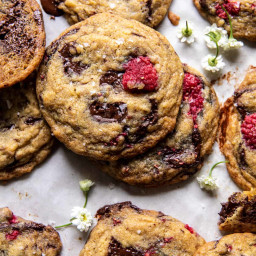 Brown Butter Raspberry Chocolate Chip Cookies.