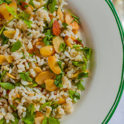Brown Rice Pilaf with Toasted Almonds and Parsley