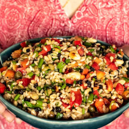 Brown Rice Salad Recipe with currants and capers